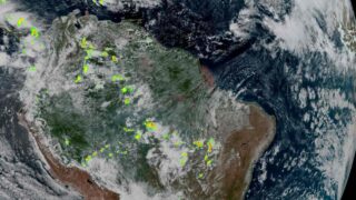 Satélite GOES-16 mostra nebulosidade sobre Rondônia e indica possibilidade de chuva com trovoadas