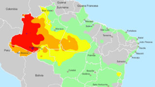CPTEC/Inpe aponta risco elevado de chuva intensa em Rondônia, com núcleo crítico próximo a Porto Velho