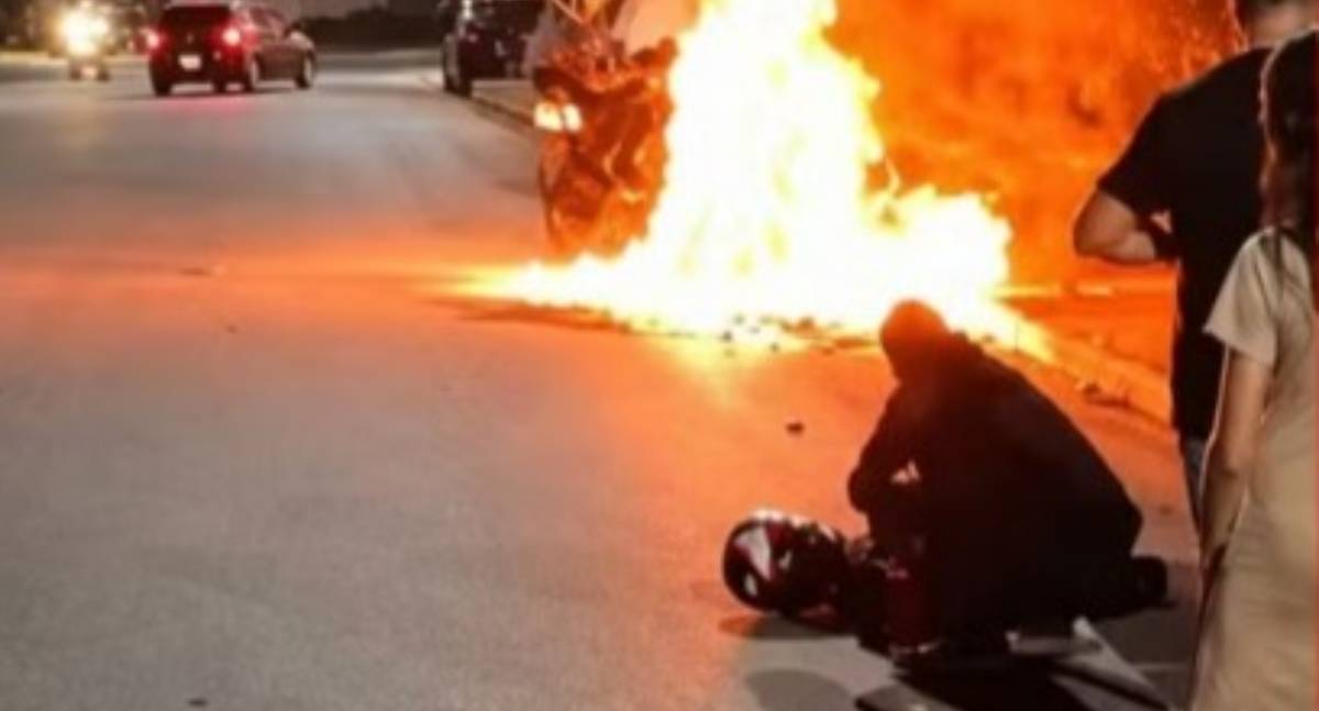 Três pessoas ficam feridas e motocicleta é destruída por fogo após colisão em RO