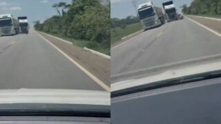 Vídeo mostra momento exato de acidente fatal envolvendo motociclista com caminhão na BR-364