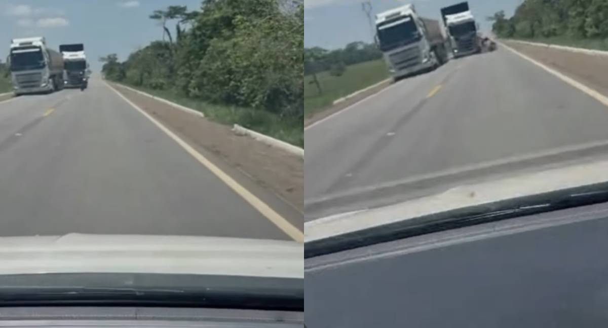 Vídeo mostra momento exato de acidente fatal envolvendo motociclista com caminhão na BR-364